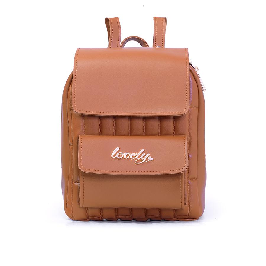 Lovely Bag Bruna - Svijetlo Smeđi Ruksak, Zlatni Metal