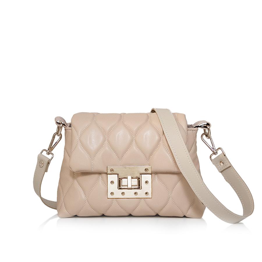 Lovely Bag April - Tamno Bež Torba, Zlatni Metal