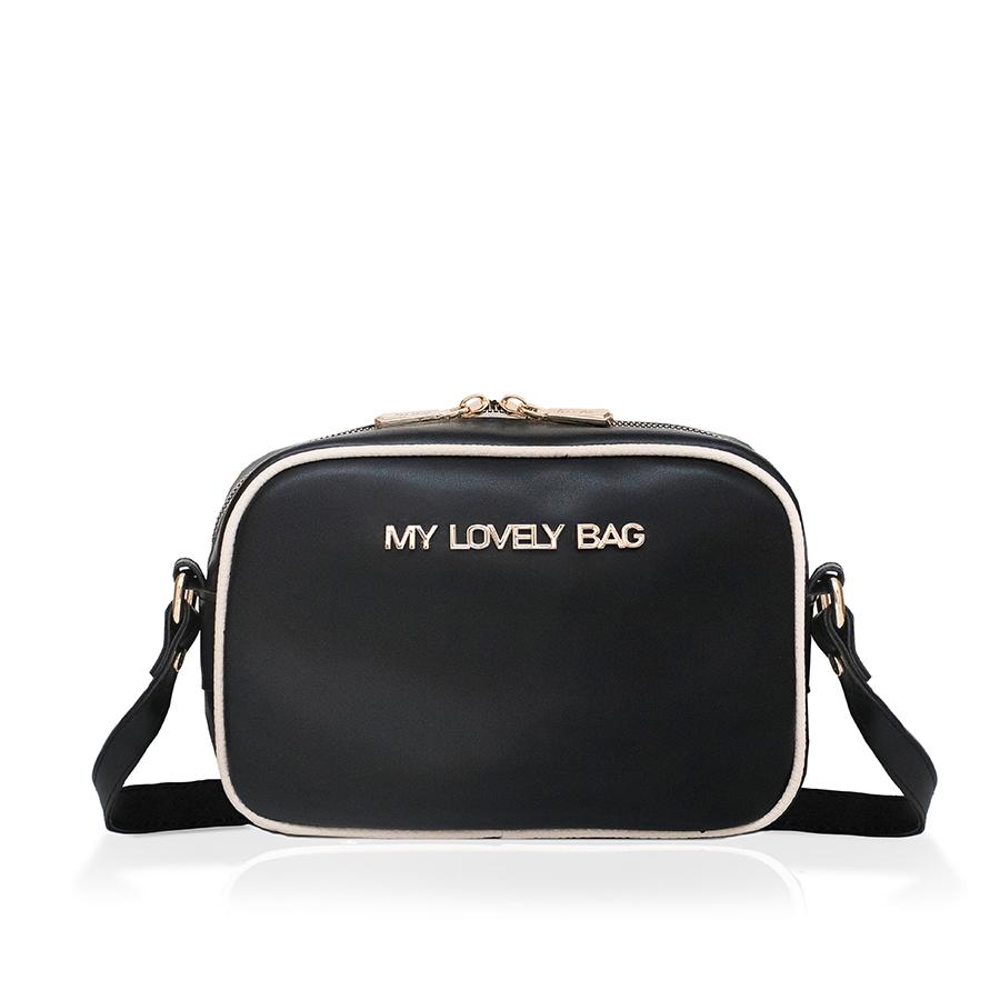 Lovely Bag Brittany - Crno/Bež Torba, Zlatni Metal