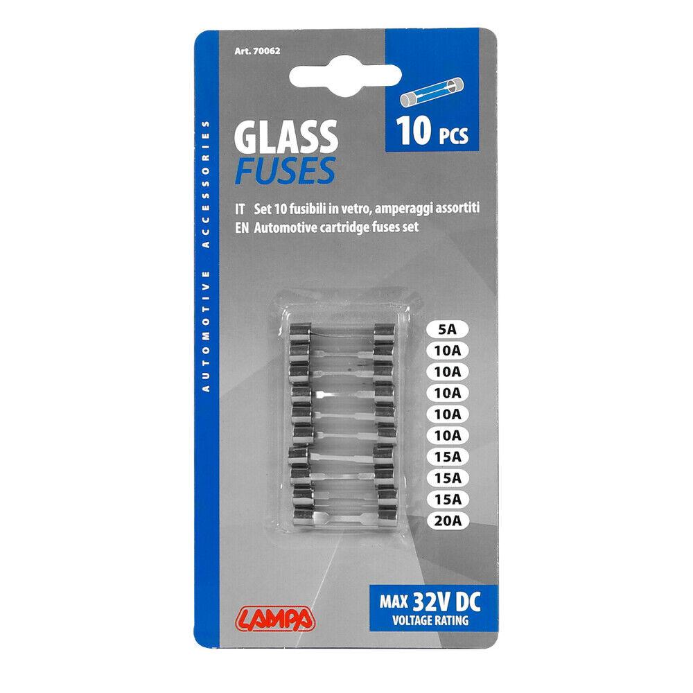 Set staklenih osigurača, 10 kom