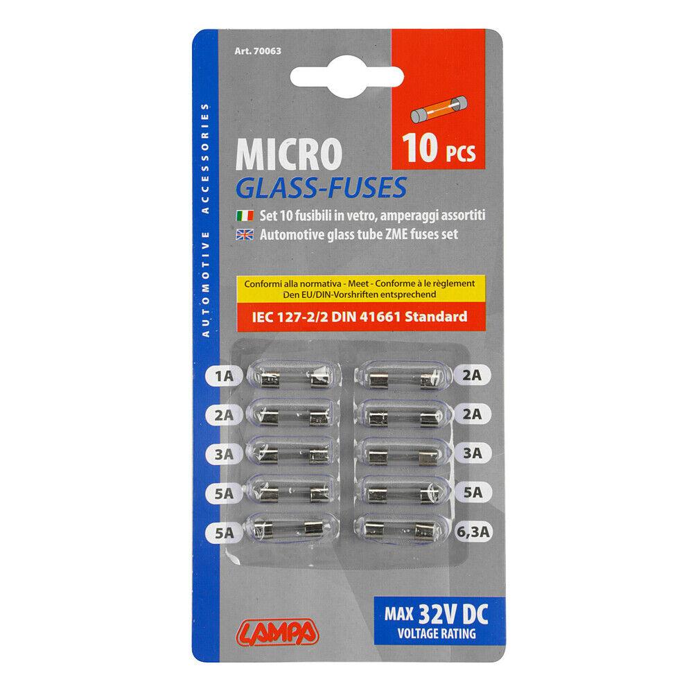 Set staklenih osigurača, 10 kom