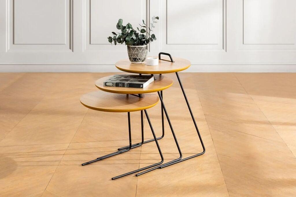 Hanah Home Metis set stolića za kavu, 3 dijela, smeđa