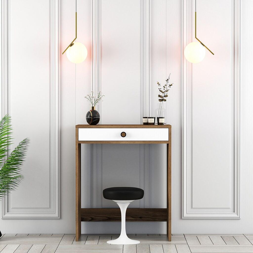 Hanah Home Stol za šminkanje Lisabon, 70x40x84,7 cm, Orah-bijela