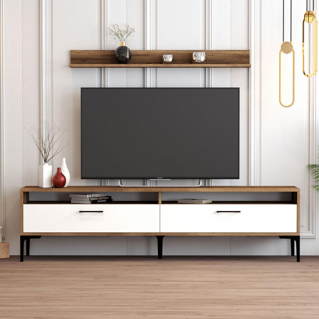 Hanah Home TV komoda s policama Istanbul, 180 cm, Orah-bijela