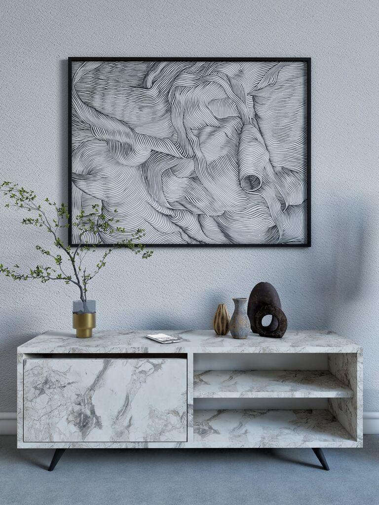 Hanah Home TV komoda Maku-Ephesus mramor, 120 cm, siva