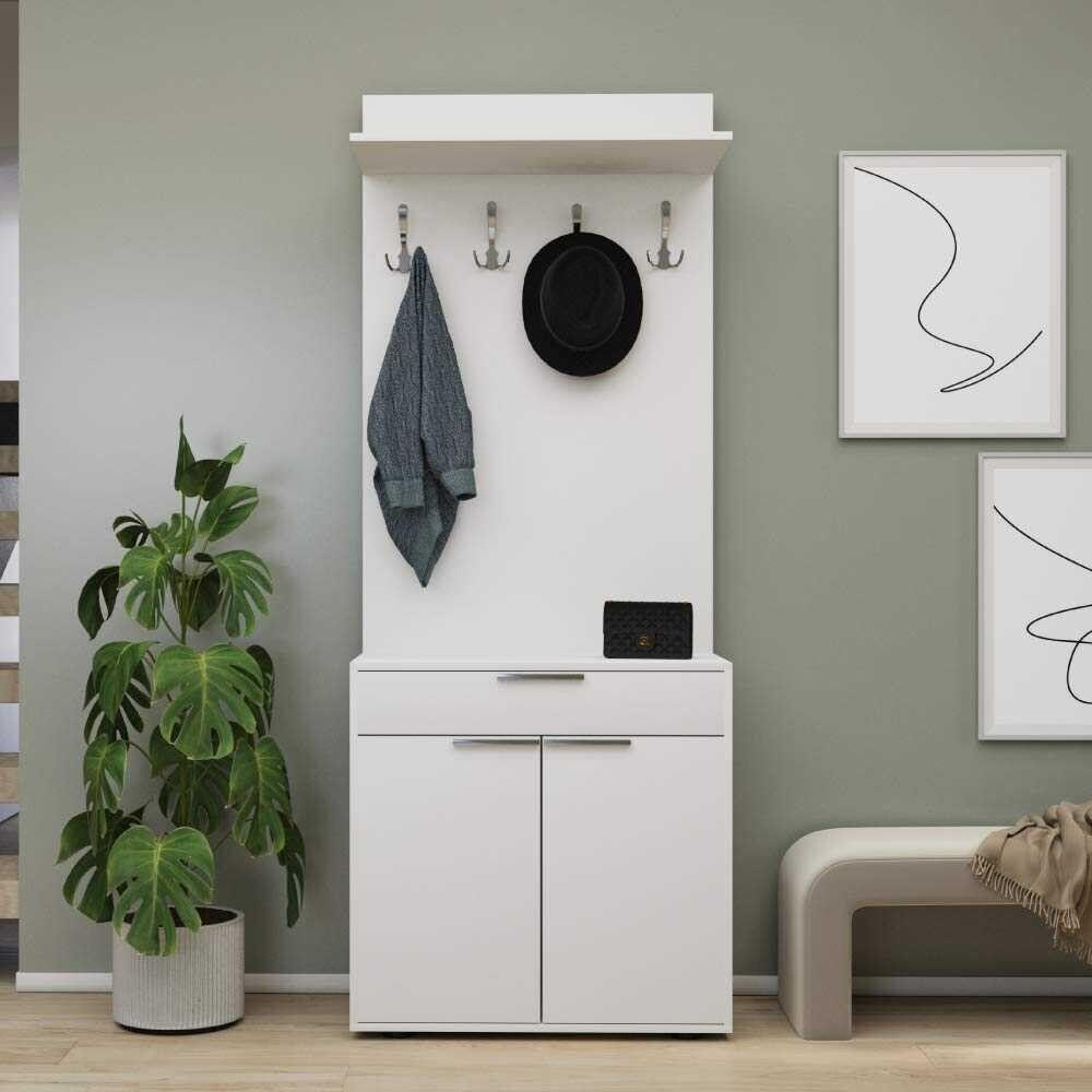 Hanah Home Ormarić za cipele s prozorom Prt-521-Bb-1, 73x36x187 cm, Bijela