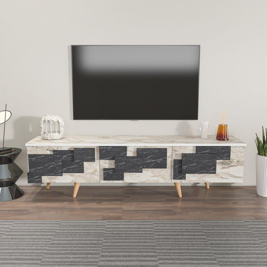Hanah Home TV komoda 3D, 160x45x35 cm, krem