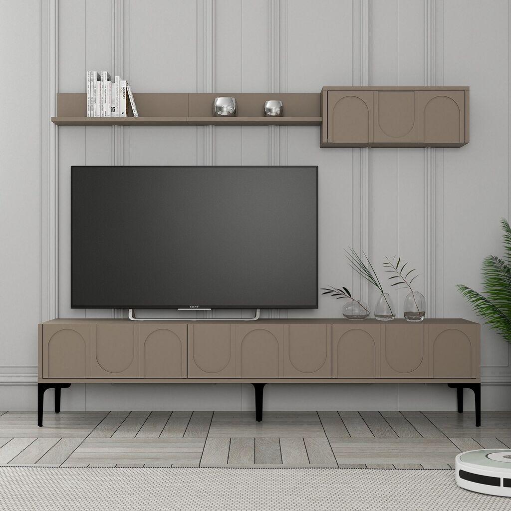 Hanah Home TV ormarić s policama Lyon 2, 180 cm, krem