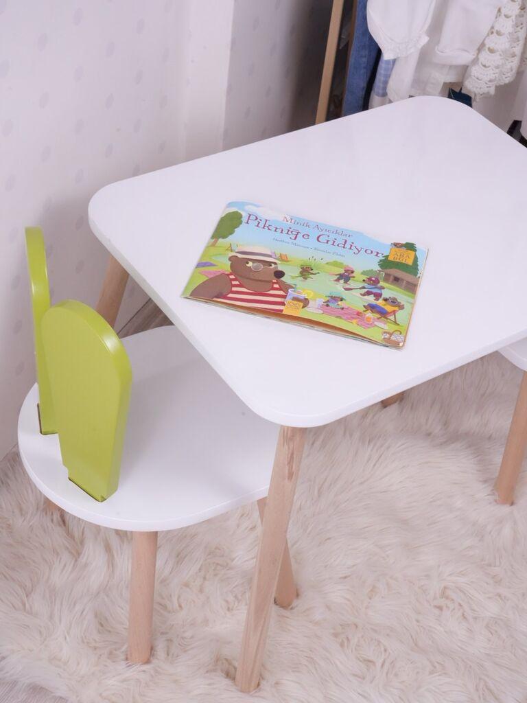 Hanah Home Set dječji stol i stolice Zeko, bijelo-zelena