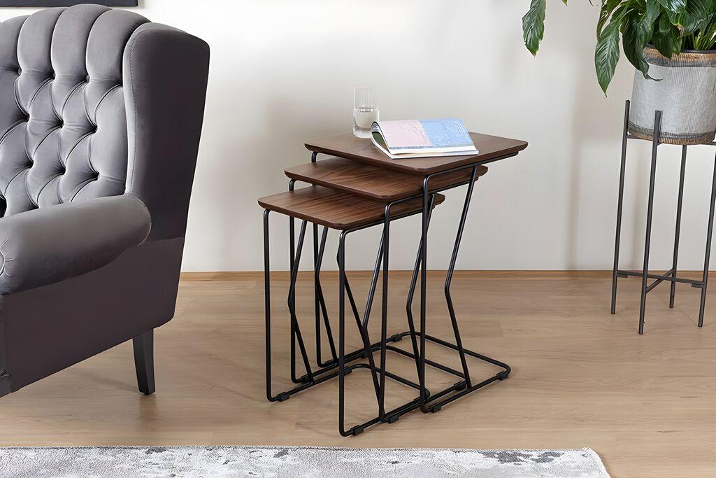 Hanah Home Ren set stolića za kavu, 3 dijela, orah