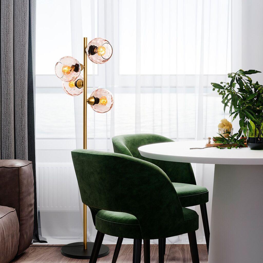 Opviq Podna lampa Benek-15-14543, 36x36x135 cm, IP20, Zlatno-roza boja