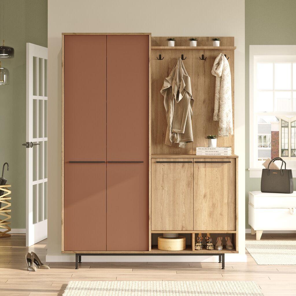 Hanah Home Set za hodnik OS1-SK, 147,4x35,5x195,6 cm, Smeđa