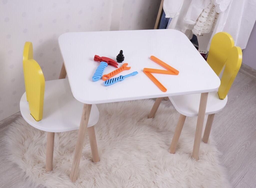 Hanah Home Set dječji stol i stolice Zeko, bijelo-žuta