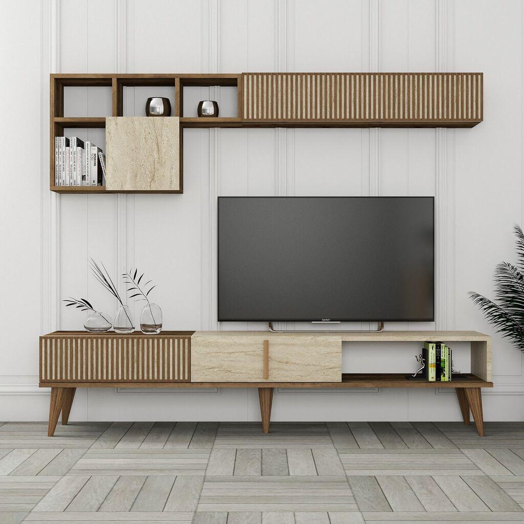 Hanah Home TV ormarić s policama Milan, 180 cm, krem
