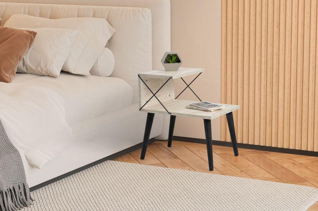 Hanah Home Noćni ormarić s križem, 50x55x40 cm, krem