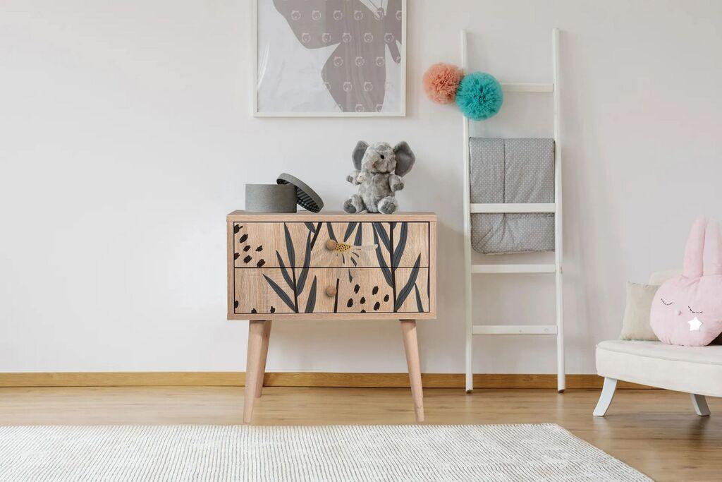 Hanah Home Noćni ormarić City Dvije tratinčice, 60x61x40 cm, Šareni