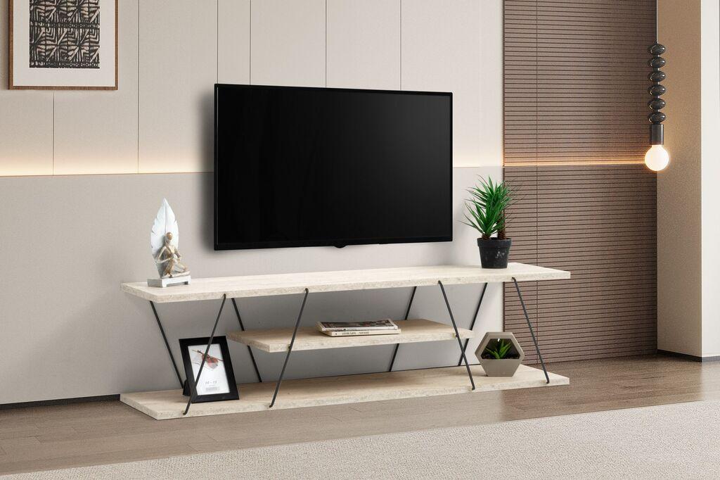 Hanah Home TV ormarić Canaz, 120x33x30 cm, Krem-crna