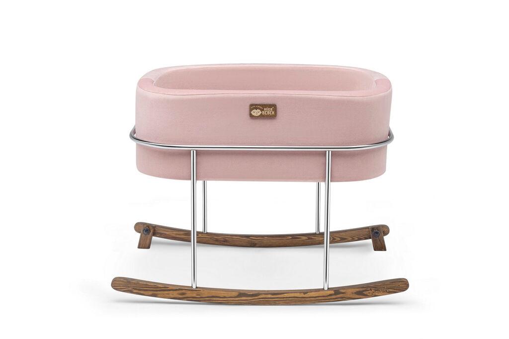 Hanah Home kolijevka Hier Metal, 90x70x58 cm, roze-srebrna boja