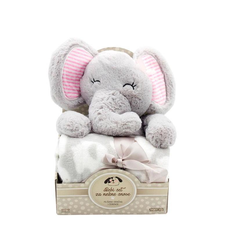 Dexy co Set za bebe, Plišani slon i deka, Sivi