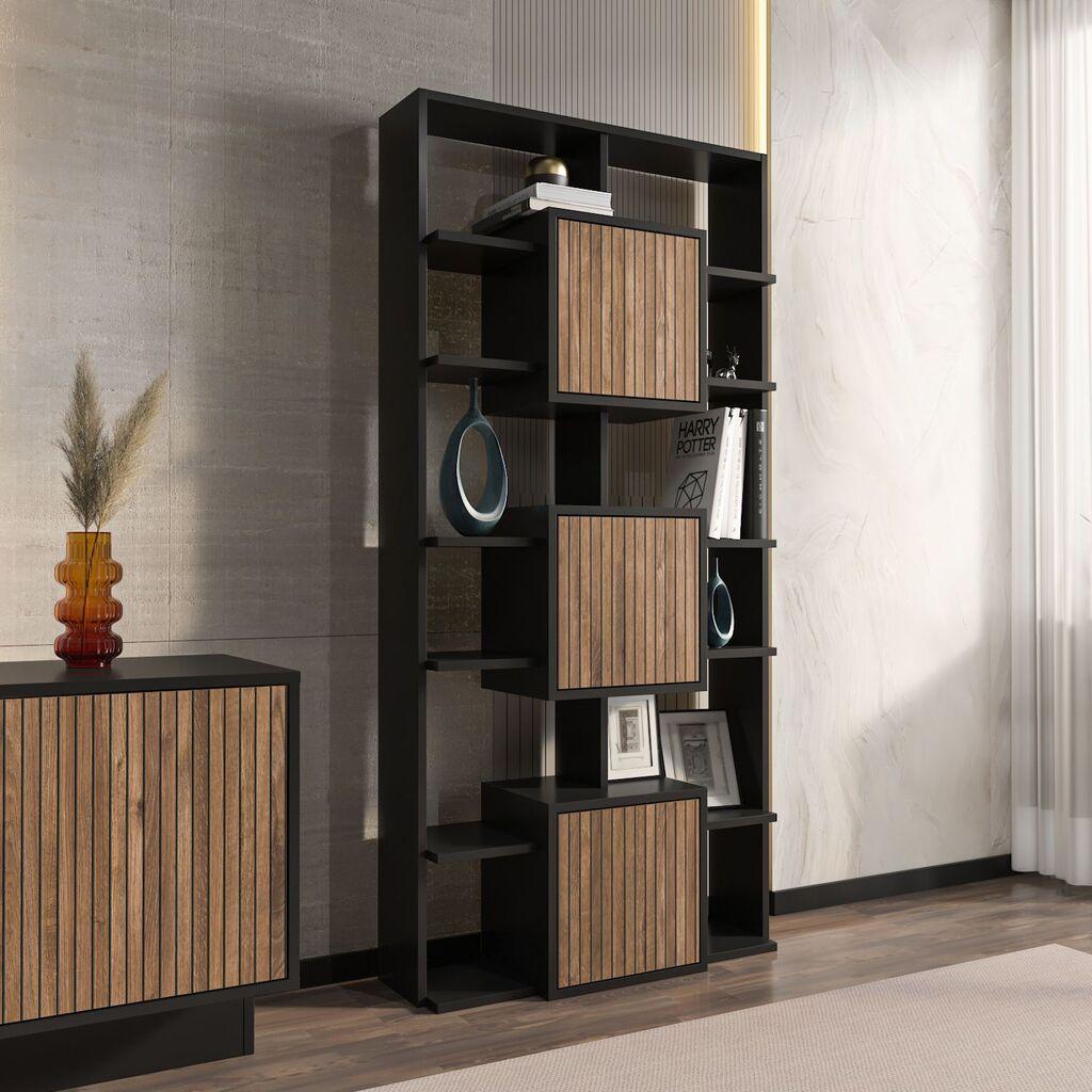 Hanah Home Bookshelf Monaco, 85x176x20 cm, Crna