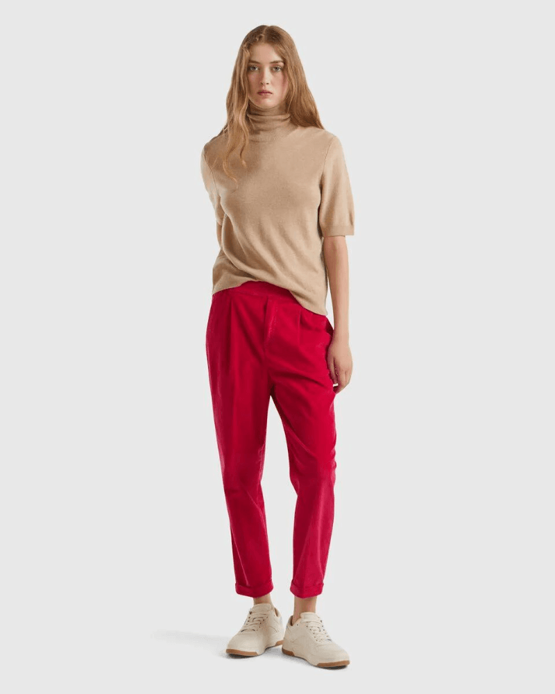 Benetton Ženske pantalone 4HA2556K4-0W5-XS, Crvene