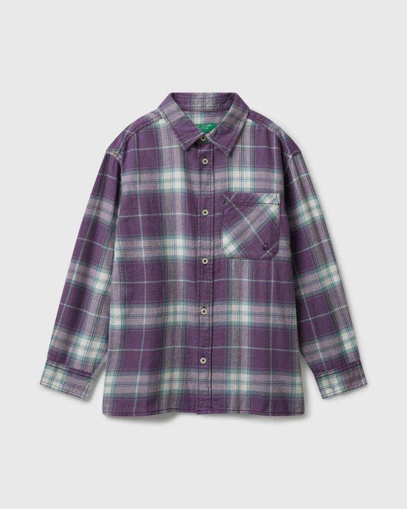 Benetton Košulja za dječake 5LQHCQ04BG-943-S, Ljubičasta