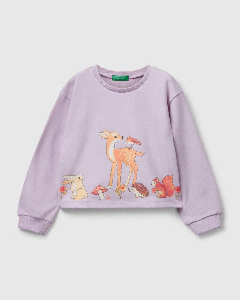 Benetton Majica dugih rukava za djevojčice 3SNPG10KAP-0Y6-82, Lila
