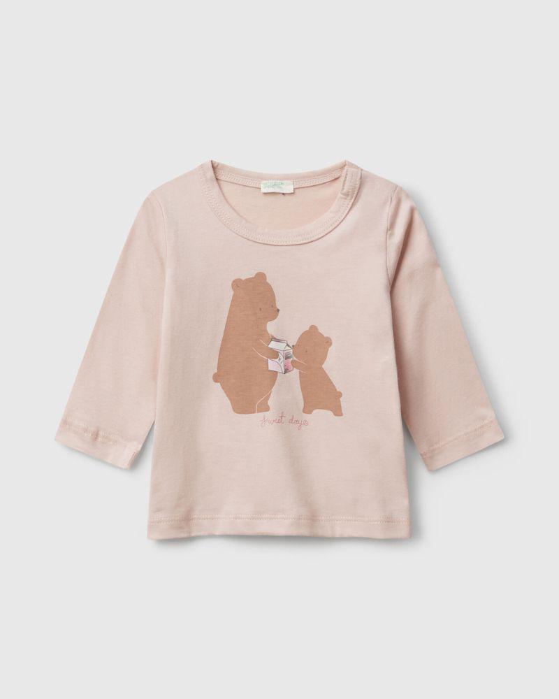 Benetton Majica dugih rukava za bebe 3ATNA106LW-12U-74, Krem