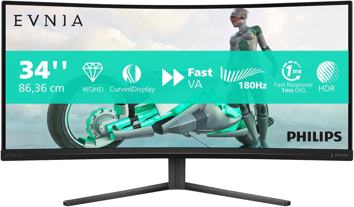 PHILIPS monitor za igre 34M2C3500L/00 34"/VA,21:9,zakrivljen/3440x1440/180Hz/1ms GtG/HDMIx2,DP/adaptivna sinhronizacija