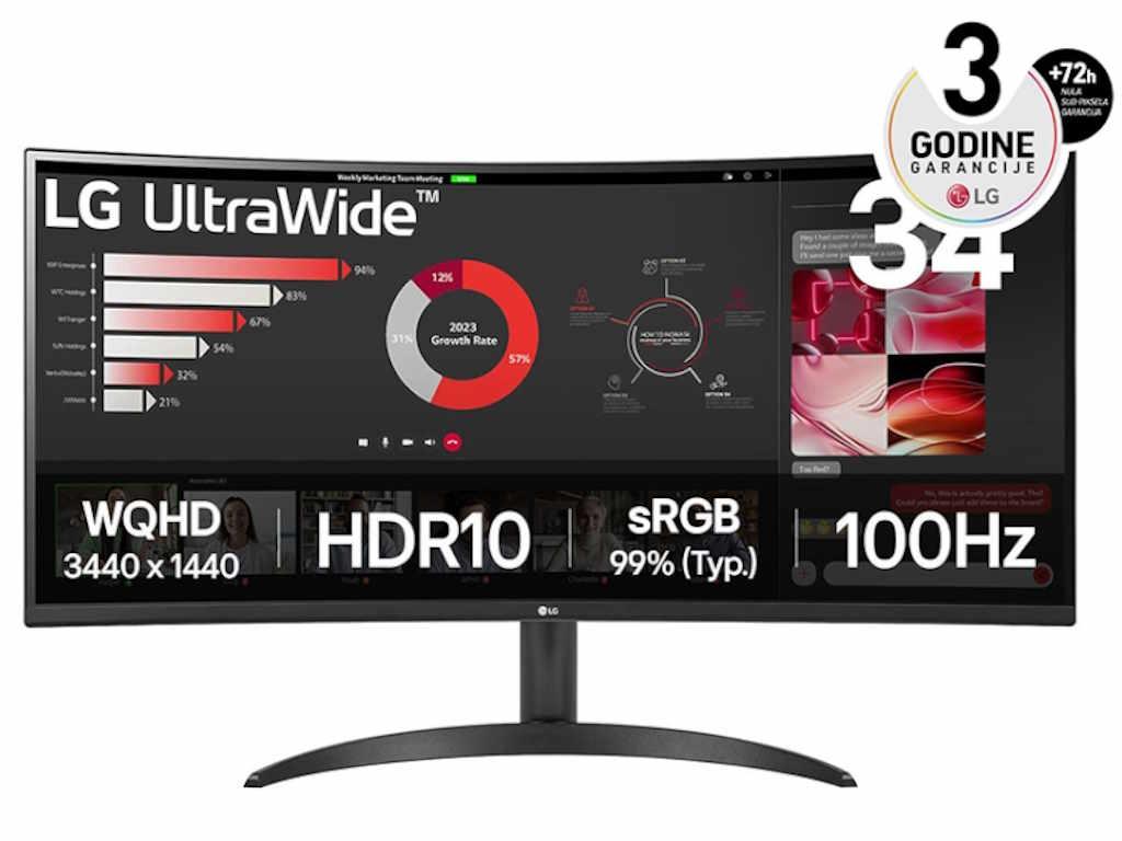LG monitor 34WR50QK-B.AEU 34"/VA, 21:9, zakrivljeni/3440x1440/100Hz/5ms GtG/HDMIx2, DP/crni