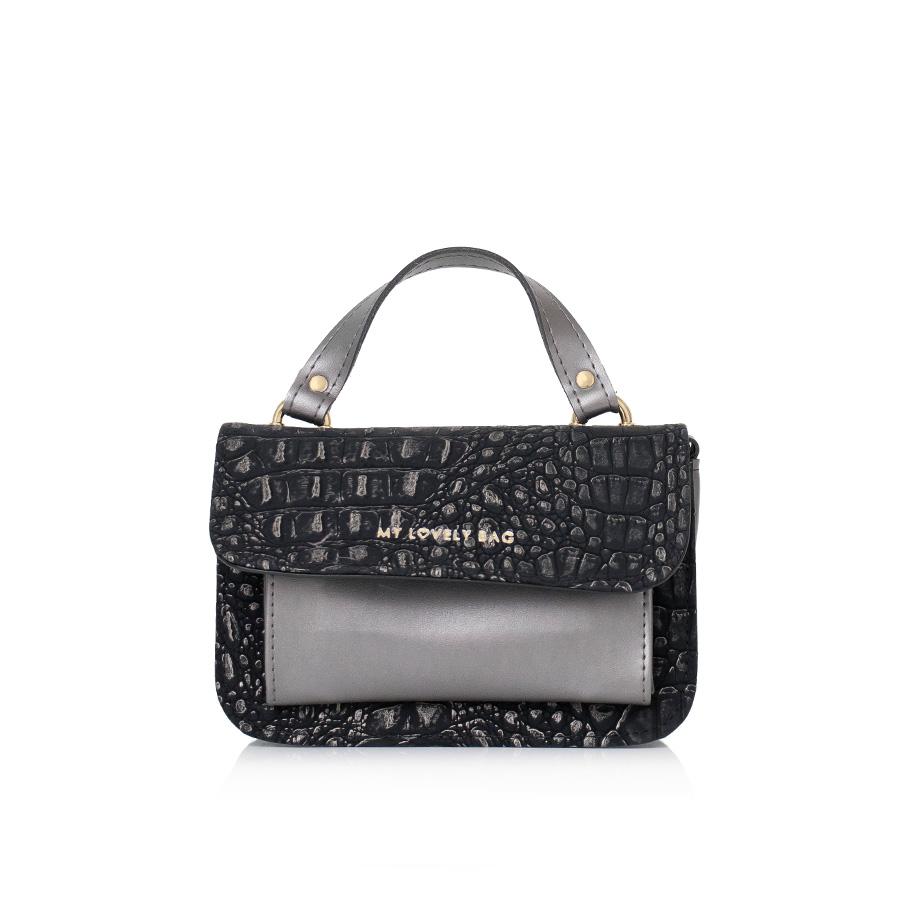 Lovely Bag Destiny Mini - Tamno Sivo/Srebrna Torba, Zlatni Metal