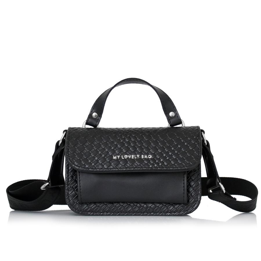 Lovely Bag Destiny Mini - Crna Torba, Srebreni Metal