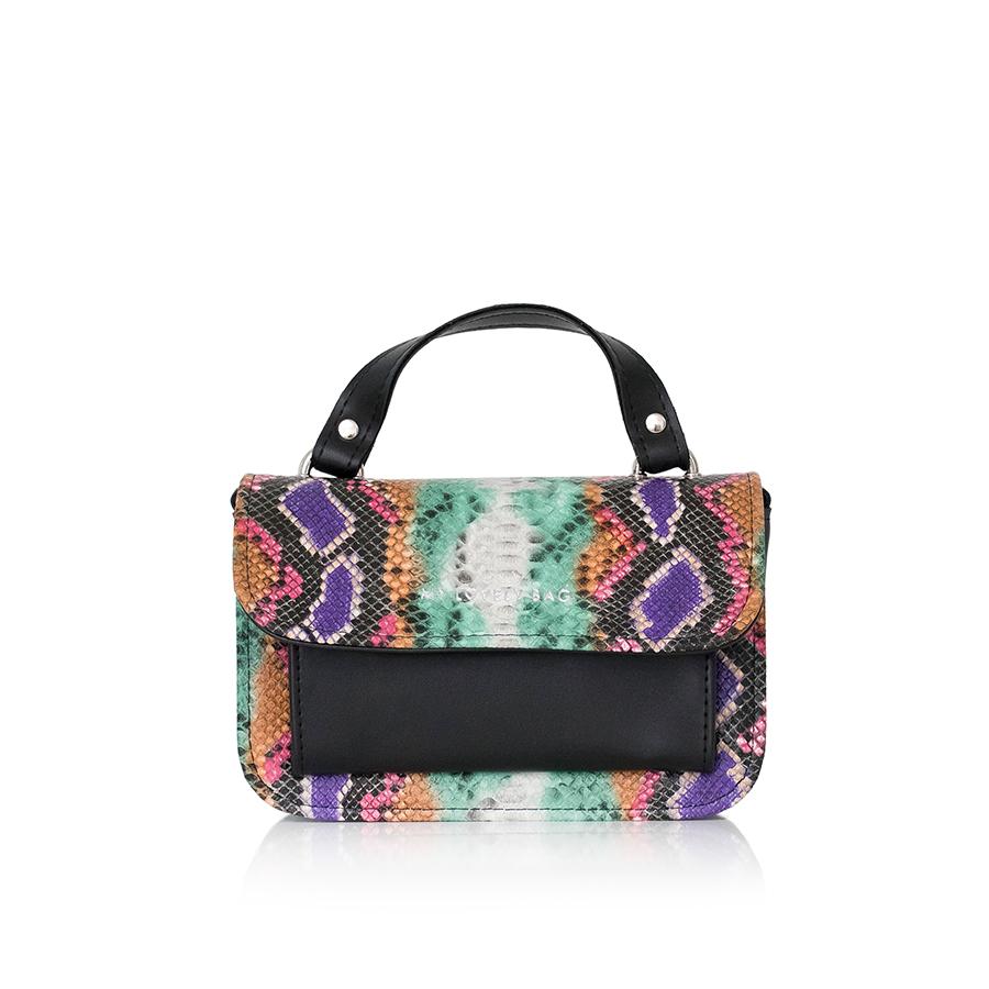 Lovely Bag Destiny Mini - Šareno/Crna Torba, Srebreni Metal