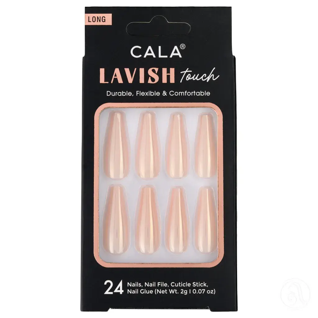 Cala Set press on tipsi Peach Chrome, 24 komada