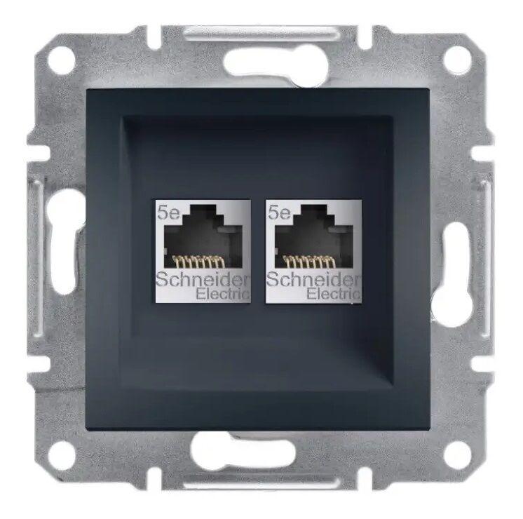 Schneider Electric Utičnica Računarska Dvostruka RJ45, EPH4400171, Bez Okvira, Crna