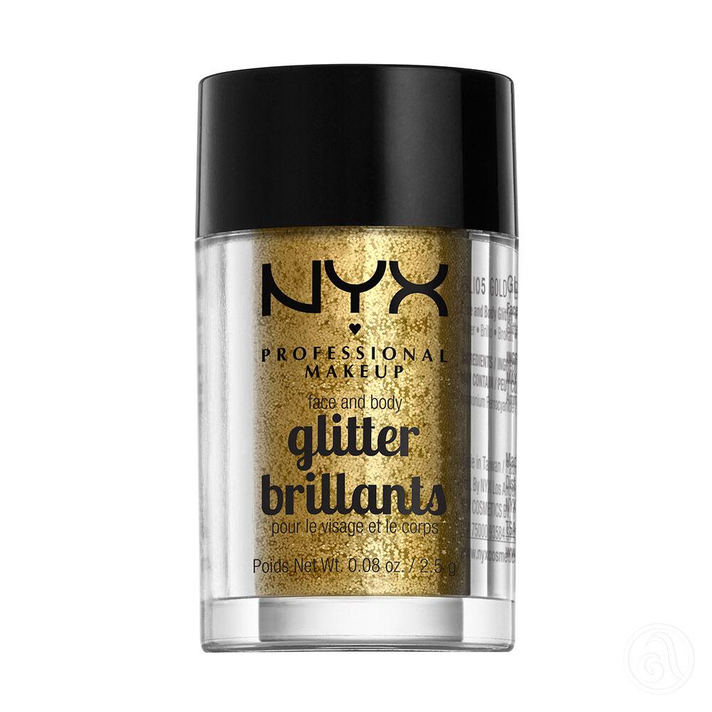 NYX Professional Makeup Gliter za lice i tijelo Face & Body Glitter GLI05 Zlatna, 2.5 g