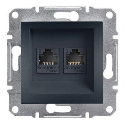 Schneider Electric Utičnica Računarska Dvostruka RJ45 Cat6, EPH4800171, Bez Okvira, Crna