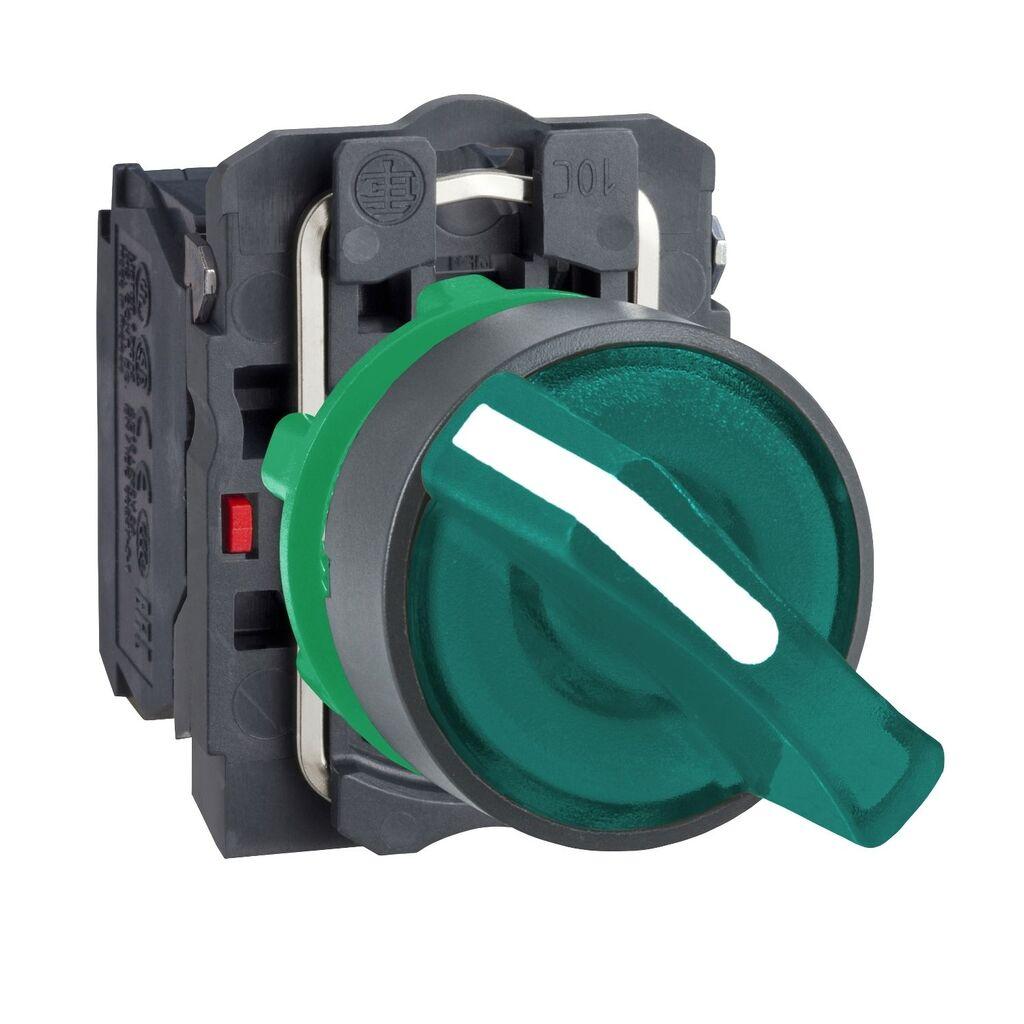 Schneider Electric Preklopka Svjetleća Bez Povrata XB5AK123B5, Zelena 0-1 Fi 22mm 1NO+1NC 24V AC/DC, Plastična