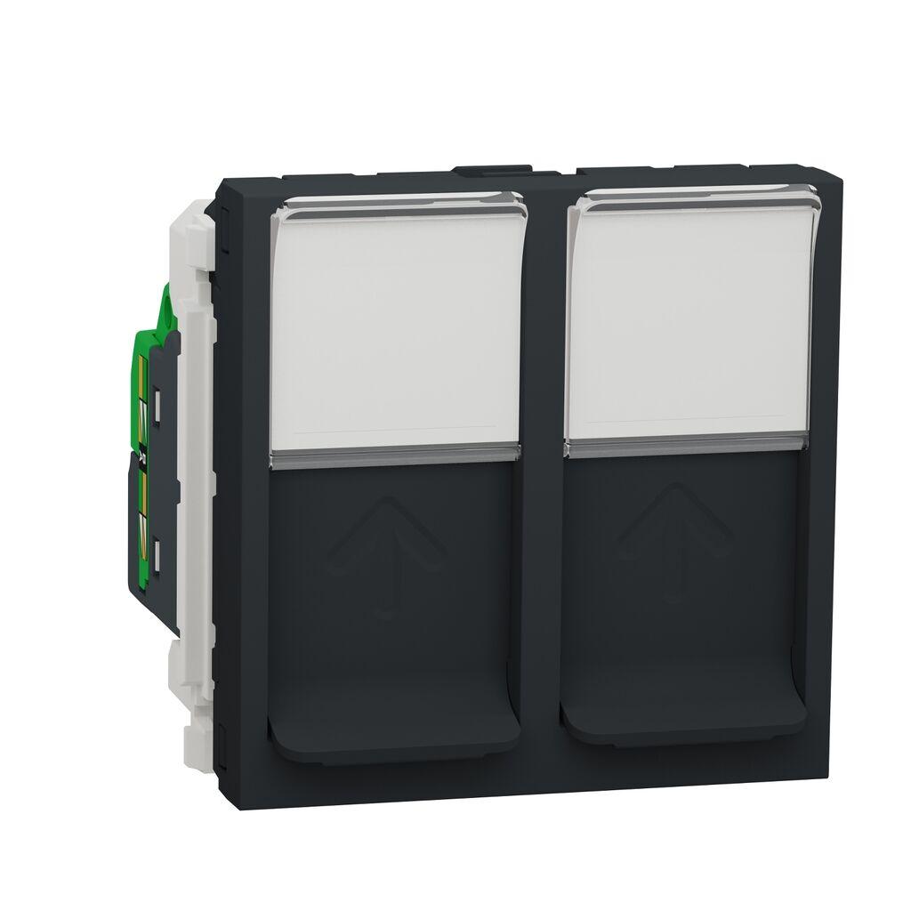 Schneider Electric Utičnica Računarska Dvostruka NU342054, RJ45 Cat5e 2M, Crna