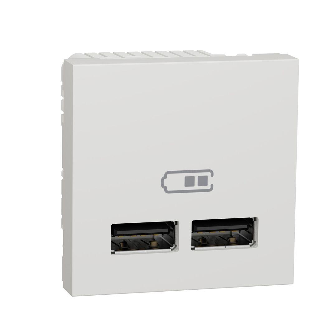 Schneider Electric USB 2.0 Dvostruka Utičnica NU341818, Punjač 2M, Bijela