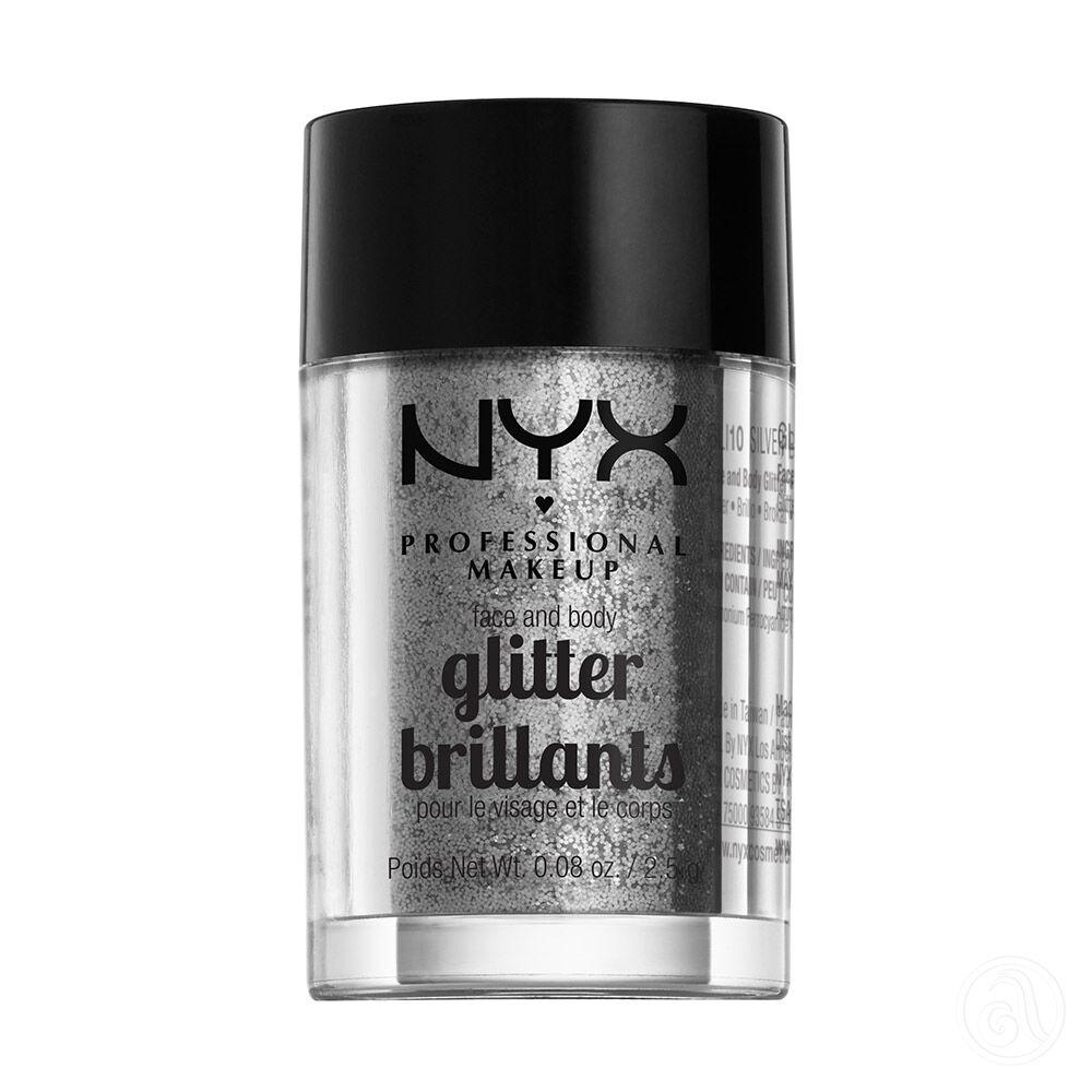 NYX Professional Makeup Gliter za lice i tijelo Face & Body Glitter GLI10, 2.5 g, Srebrna