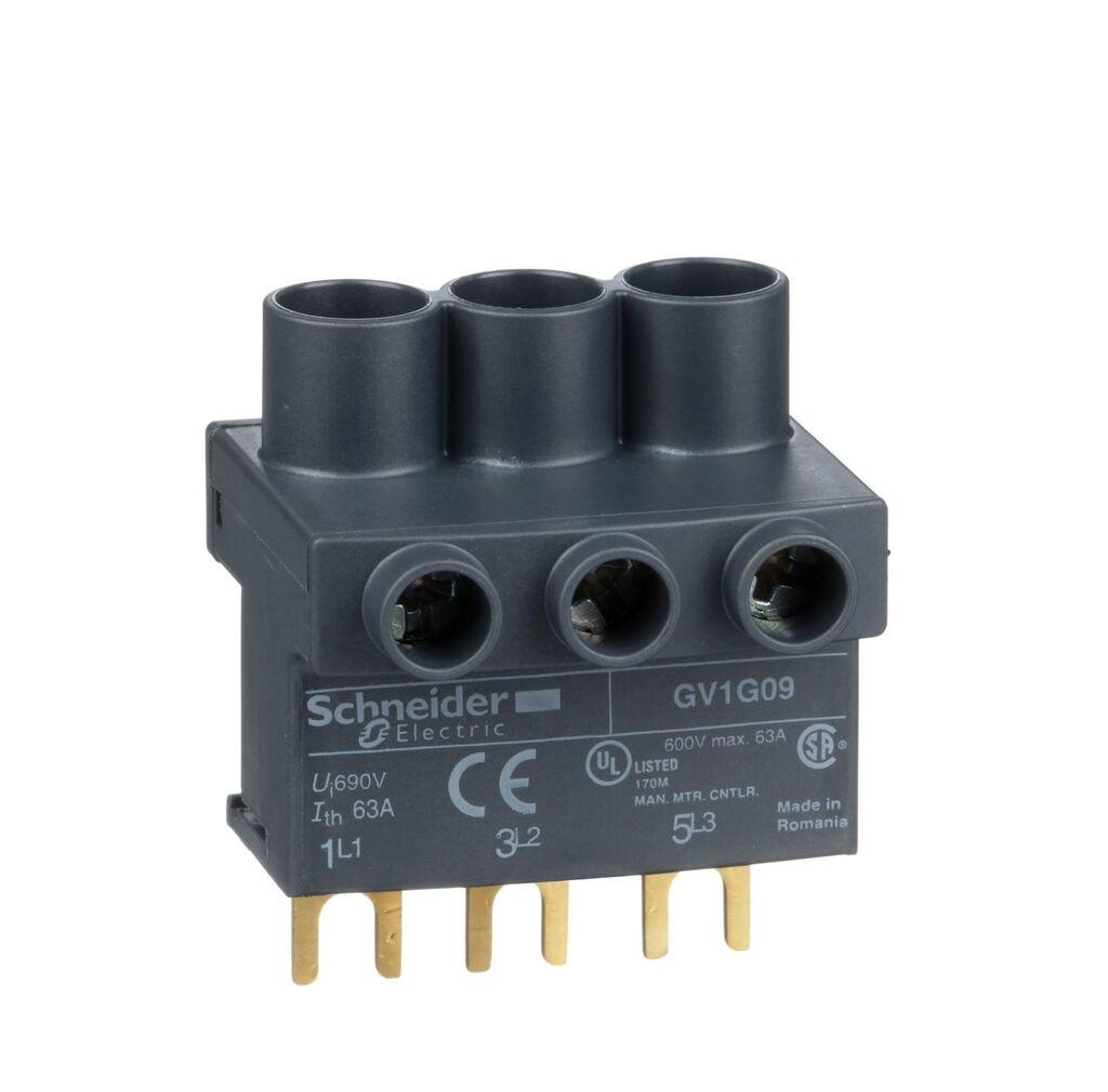 Schneider Electric Redna stezaljka 3P za TeSys GV2, GV1G09, Priključak na gornjem dijelu