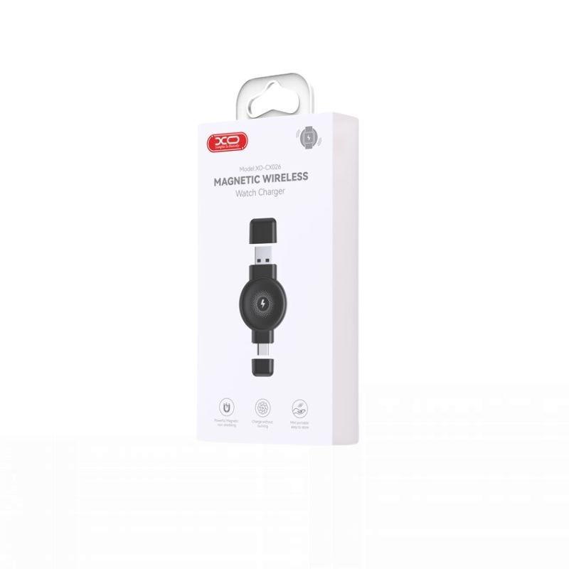 XO Bežični punjač za sat CX026 Apple/Samsung USB A, Type C, Crni