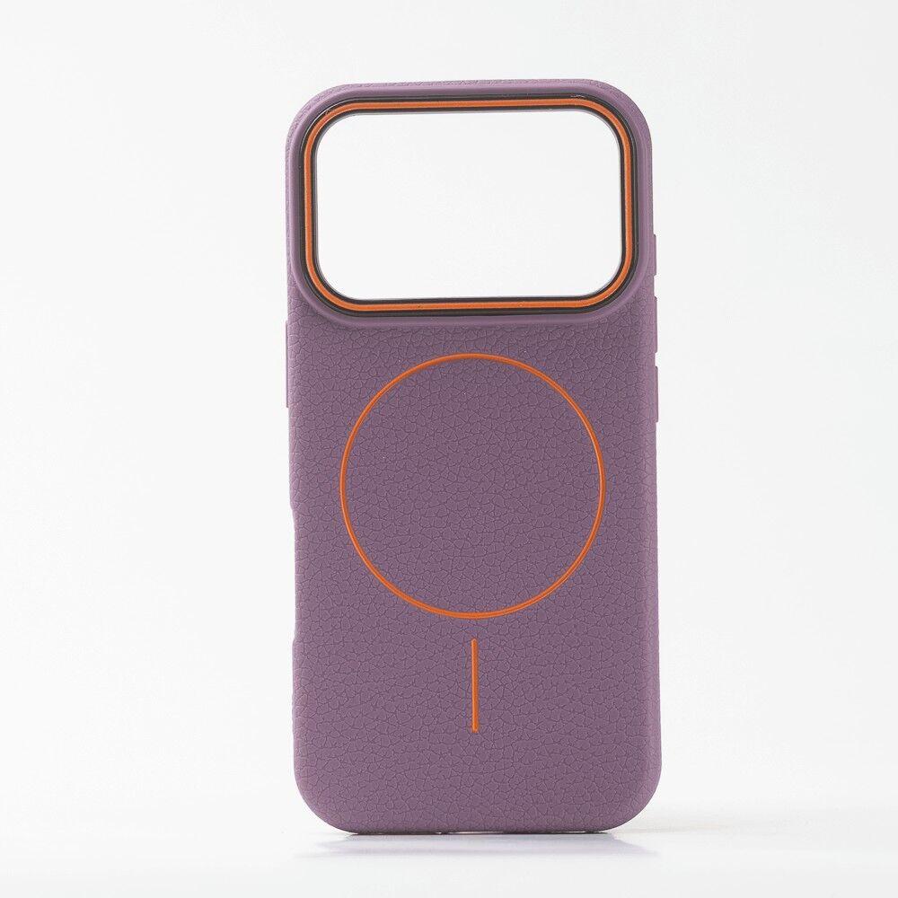 Zaštitna maska za telefon iPhone 17 Pro Max LICHI Leather MagSafe, Ljubičasta