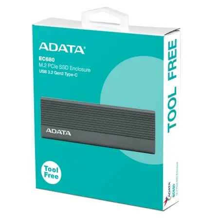 Adata Kućište za M.2 NVMe SSD EC680, USB Type-C, Sivo