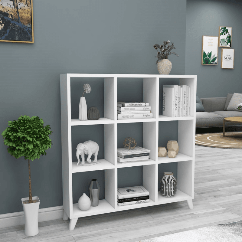 Max Polica za knjige 15-08-01, 9 pregrada, Bijela