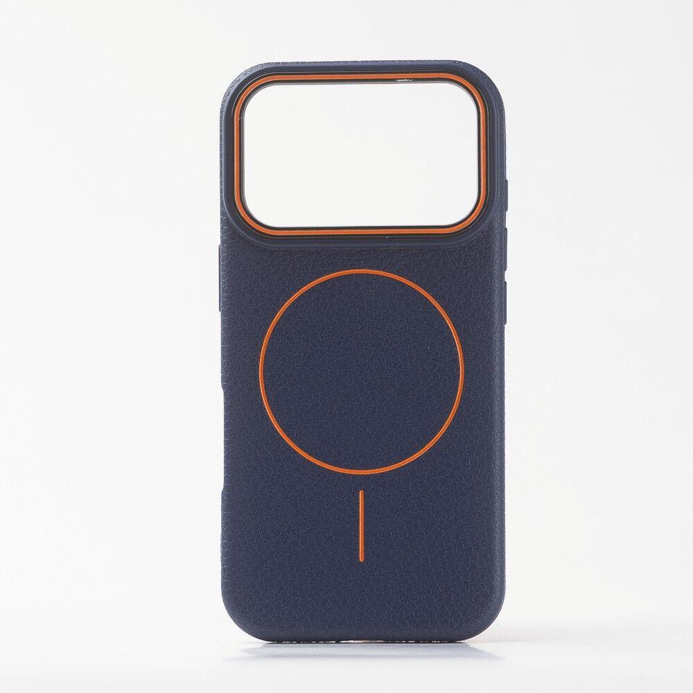 Zaštitna maska za telefon iPhone 17 Pro Max LICHI Leather MagSafe, Tamnoplava