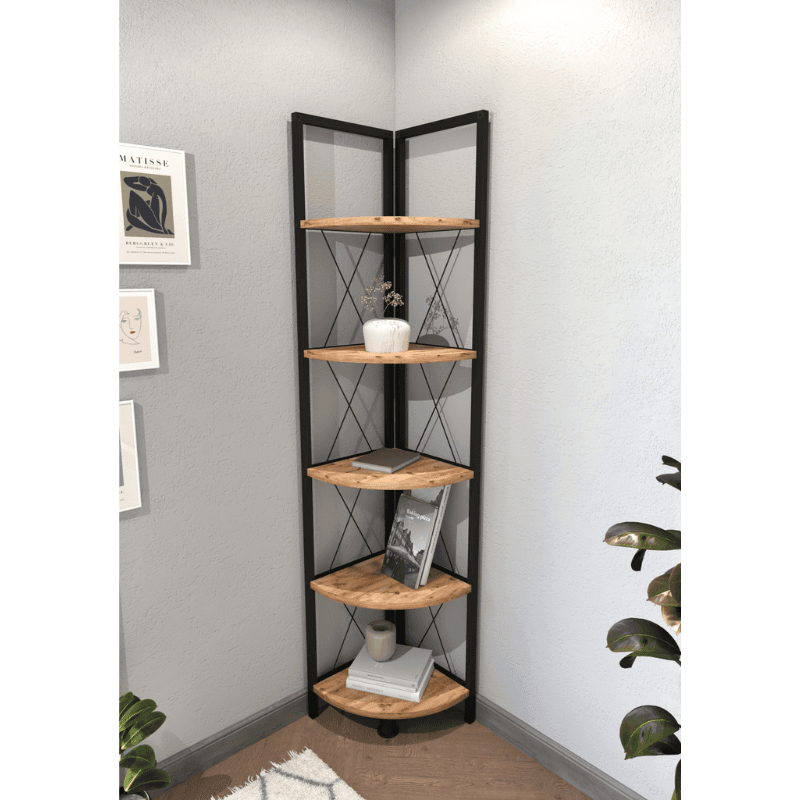 Max Metalna kutna polica za knjige 15-15-02, 5 polica, Smeđa