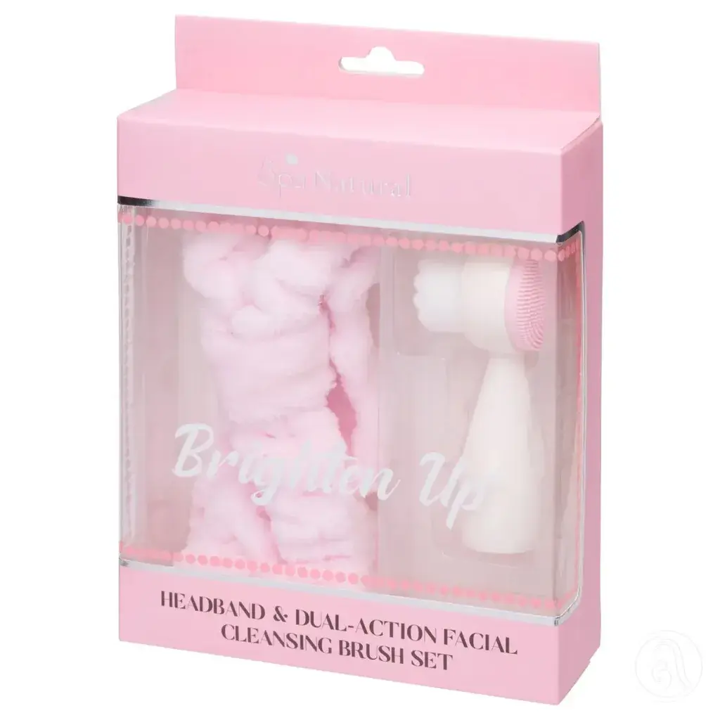 Spa Natural Set traka za kosu i četka za čišćenje lica Brighten Up
