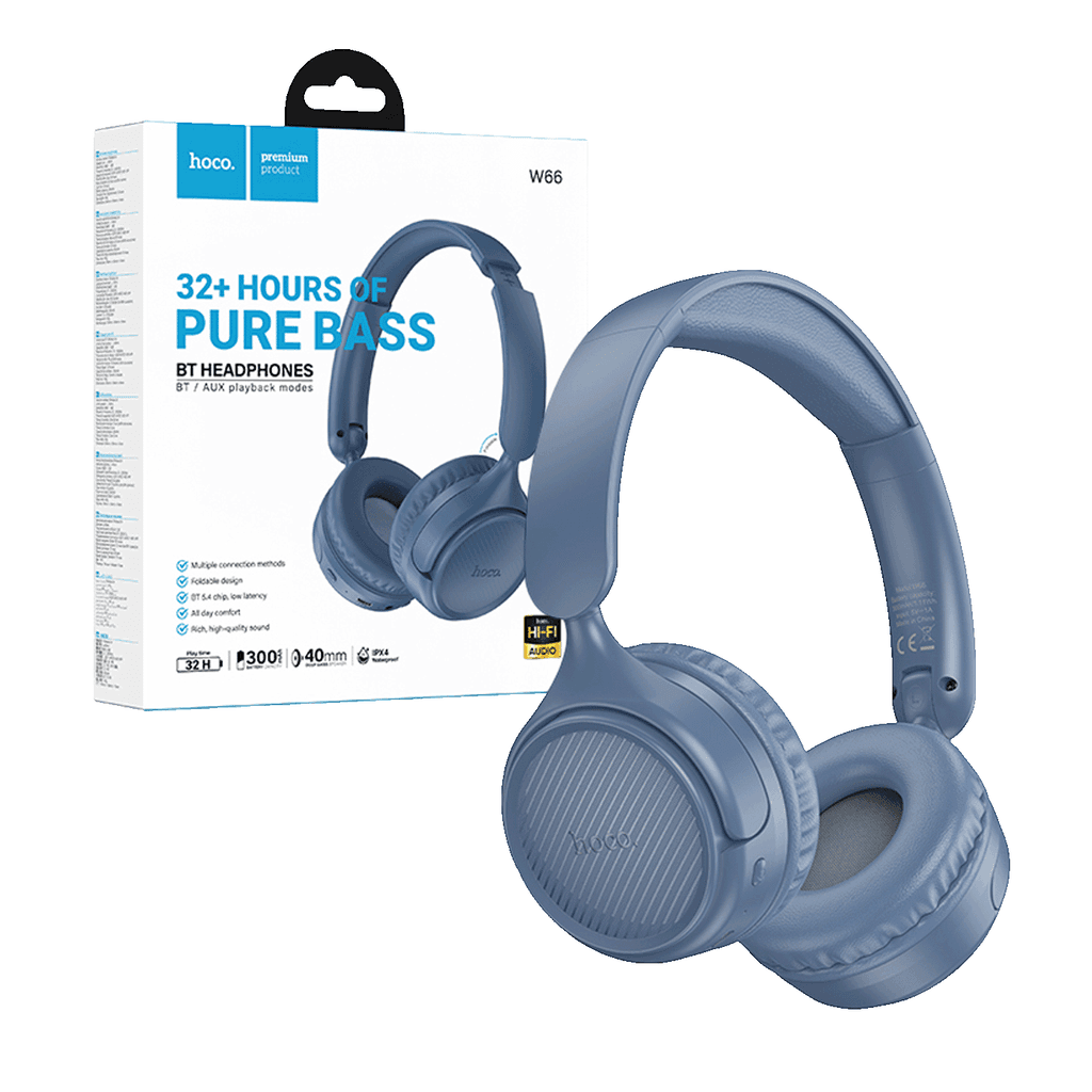 Hoco Slušalice bežične W66, Bluetooth / AUX, Plave